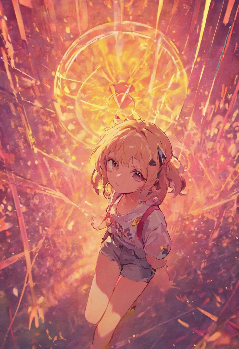 Kagamine Rin al estilo anime de los 80's con una playera rosa y un medias negras de red en una sentada fumando un cigarro