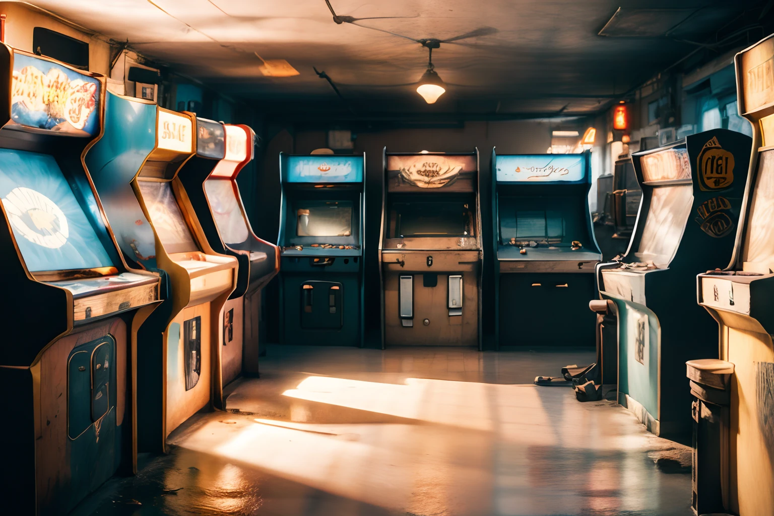 Arcade，Retro，nostalgia，（pastel colour：1.2）