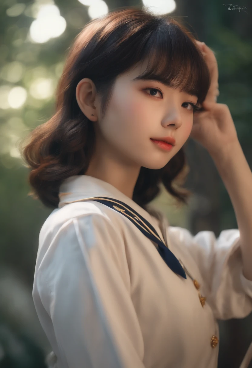 (best quality,realistic,photorealistic:1.37),high school girls,Japanese,shy,18 years old,young woman,infp personality,sailor suit,short hair,cute and petite,blushing,solo,shyly crouching