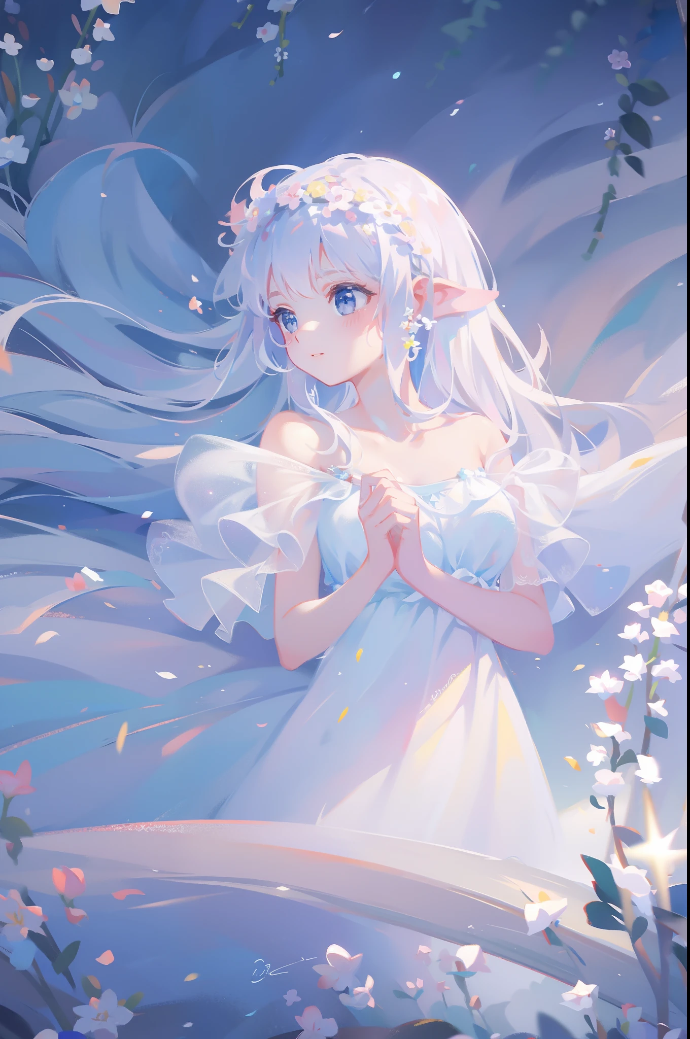 masterpiece, 8k, sharp focus, high resolution, princess, beautiful girl in fantasy white dress