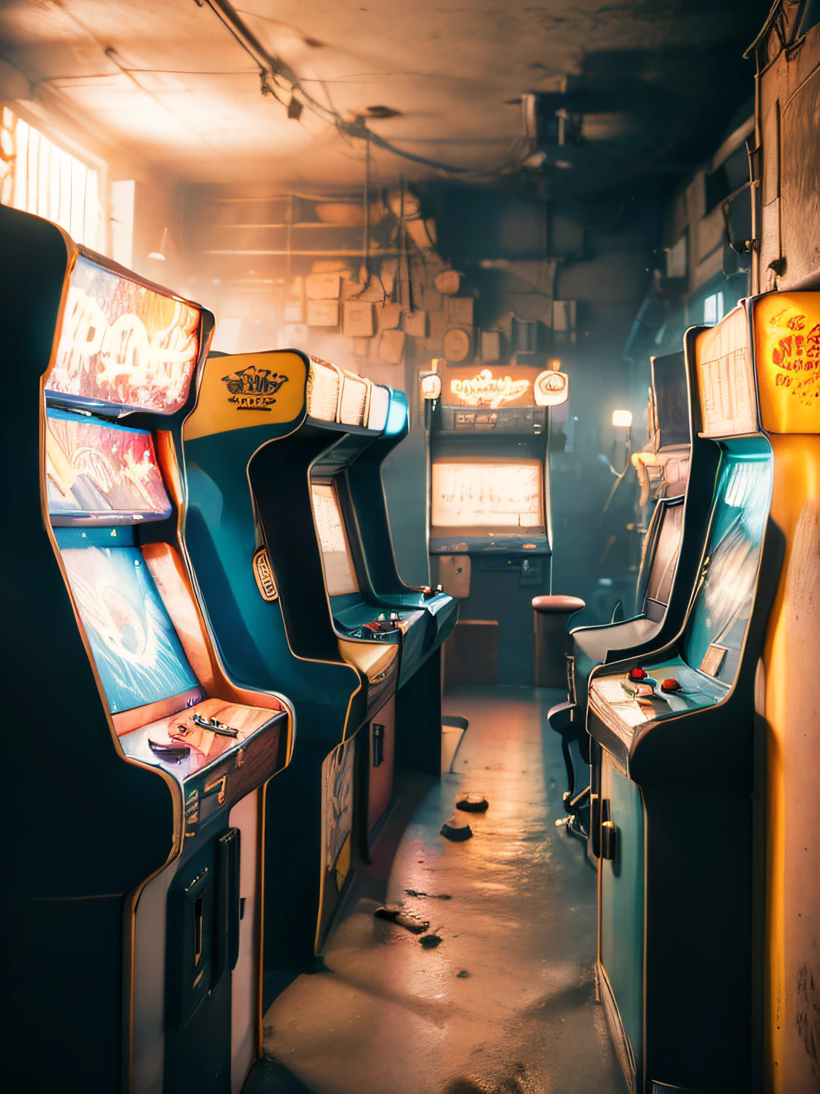 Arcade，Retro，nostalgia，（pastel colour：1.2）