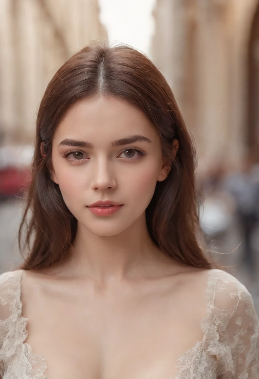 18+, hight resolution,Masterpiece,Best Quality,Extremely detailed,NSFW,1girl,City, Street,Hands Behind Your Back, eyes focus,