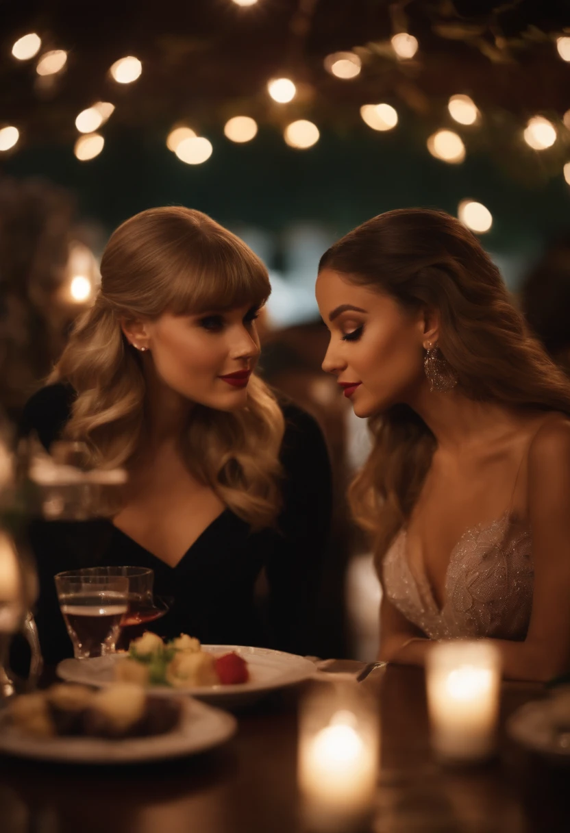 Taylor alison swift e ariana grande no restaurante jantando
