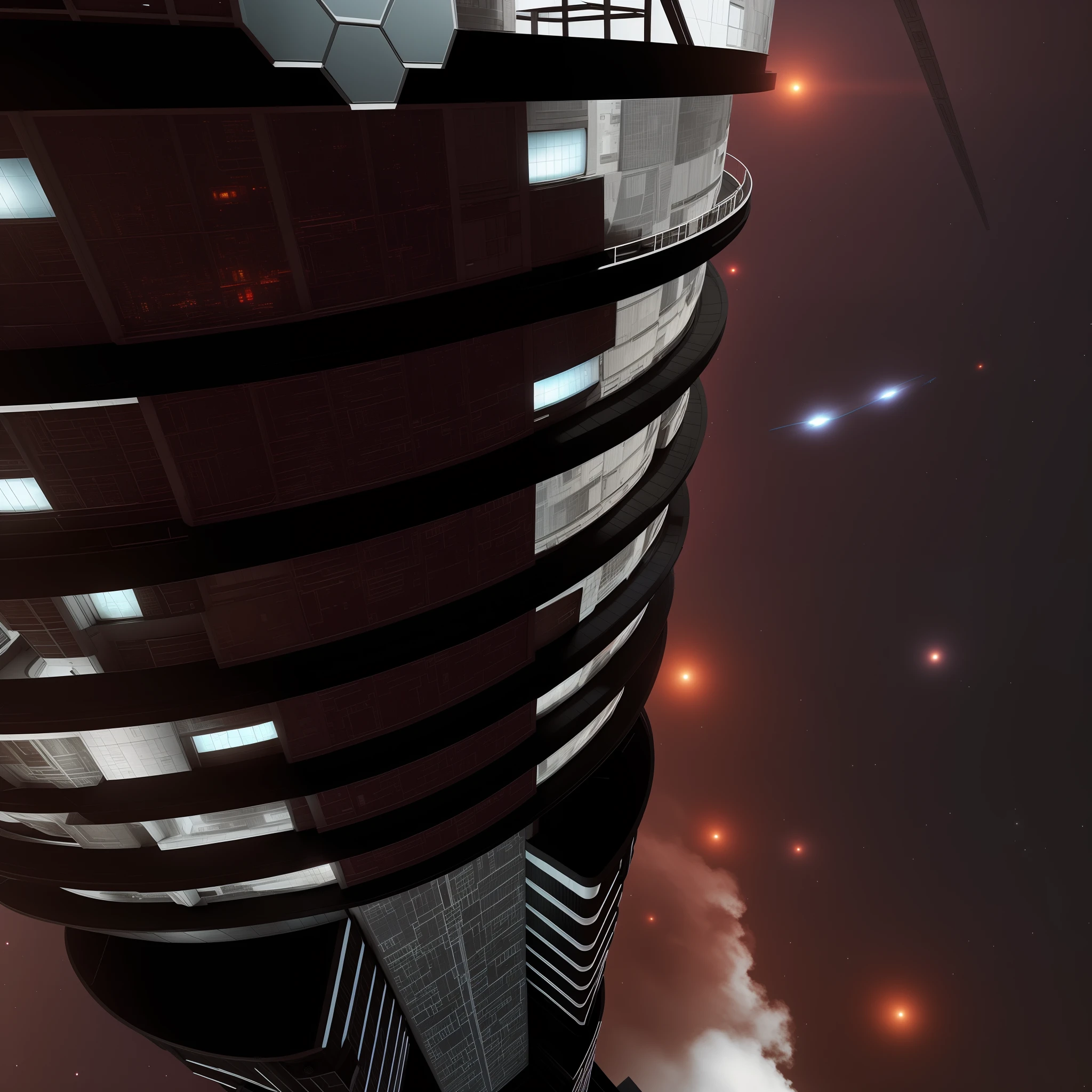 Hay un edificio muy alto con un reloj, Megaestructura en el fondo, industrial solitario!!! nave espacial!!, epic megastructure, Megaestructura de fondo, scifi space station, Render 3D de un puerto espacial SciFi, Superestructura del espacio profundo, Cityscape of the Russian orbit, Edificio de avanzada futurista, Nave espacial Industrial Humanity, Space Opera and dystopian style, Base brutalista SciFi