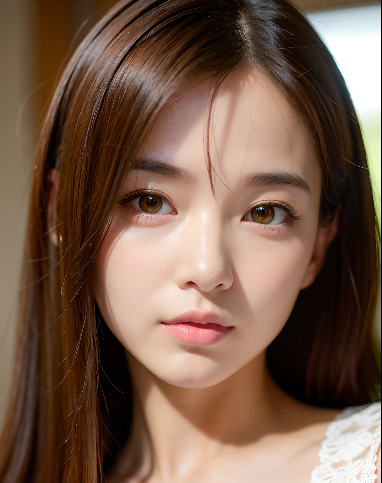 Best Quality, Face Focus, Soft light, 超A high resolution, (Photorealistic:1.4), Raw photo,
1日本人の女の子, Solo, Cute, (pupils on, Light in the eyes), Detailed beautiful face, (Small chest),(High-resolution details of human skin texture),
(Long hair),
Indoor,
Damask Shirt Dress,
(Portrait)