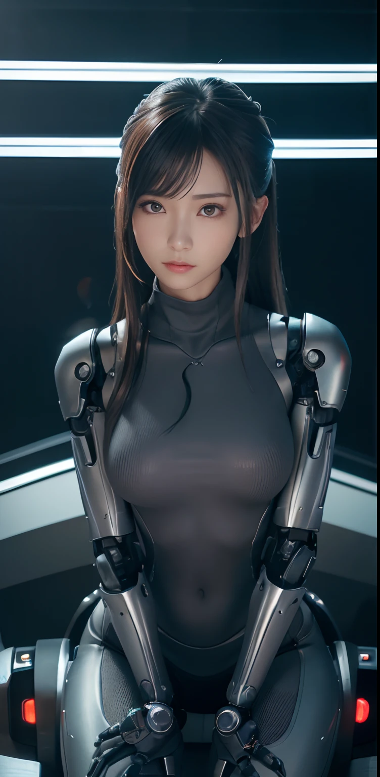 ((highest quality)), ((masterpiece)), ((Realistic)), (detailed), (Photorealistic:1.5), (Future Beautiful Girl:1.3, Baby Face:1.6), Japanese, (Very thin body), (((Tight white bodysuit))), ((14 years, Height 143cm)), ((A slightly naughty shop)), Armor Light, Cybernetic Headwear, Exposed abdomen, (Looking into the camera), (Dynamic Pose), SF, Hmph, Ray Tracing, NVIDIA, Super Resolution, Scattered beneath the surface, PBR Texturing, postprocessed, Anisotropic Filtering, Depth of written boundary, Maximum clarity, Rule of thirds、8K RAW、(非常にdetailedなCG, Unity 8k wallpaper, (Cinematic lighting:1.1), (Lens flare), Reflective plate, Sharp focus, (Cyberpunk art, Cyberpunk architecture), (Accurate Shadows:1.2), (detailedな手:1.3, Little girl's small hand:1.3)