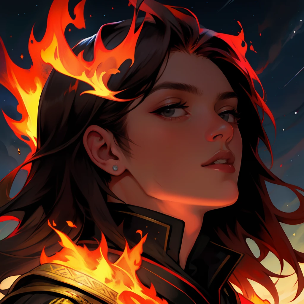 head portrait,ember,Beautiful,Handsome,Looking Up The Sky
