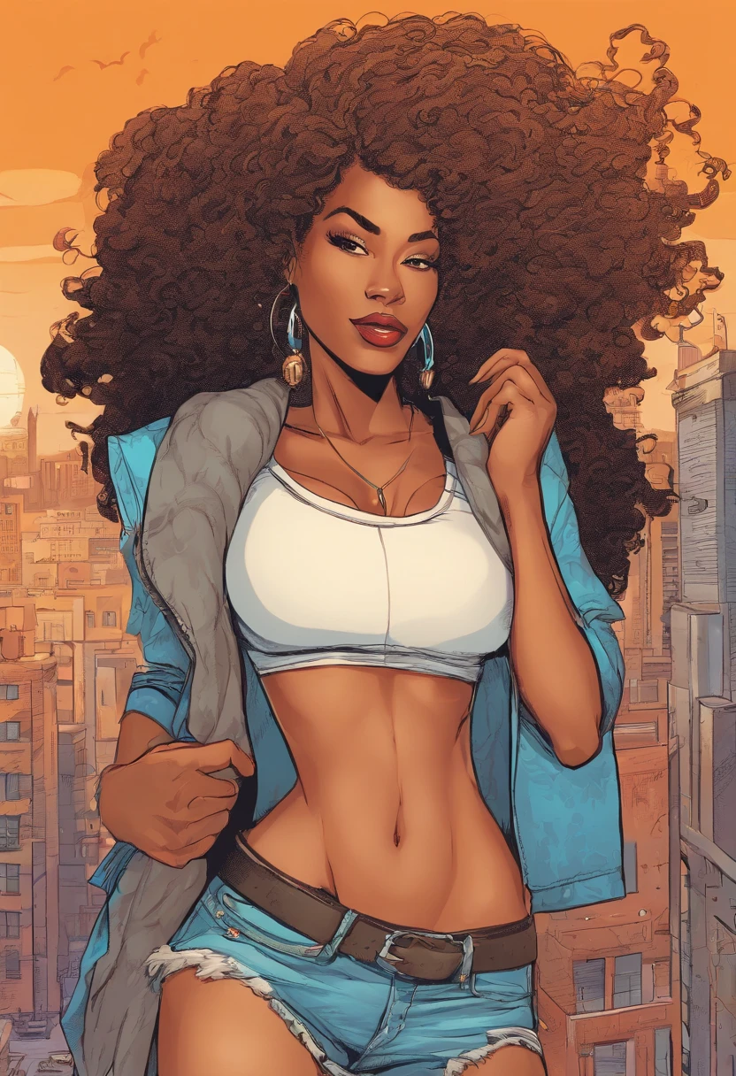 The most beautiful and saggy tits sexy punk rock girl, black Afro, rainbow hair, yellow eyes, dark skin, Artwork perfect, high quality, High resolution, black bra and black shorts, breasts spilling out, sitting down, at desk, working on computer with blueprints on the side with lamp, in basement profile picture