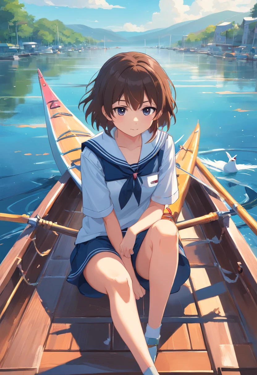 com mascot,Seagulls in sailor suits,In rowing oars,cartoony,planar,fatness,