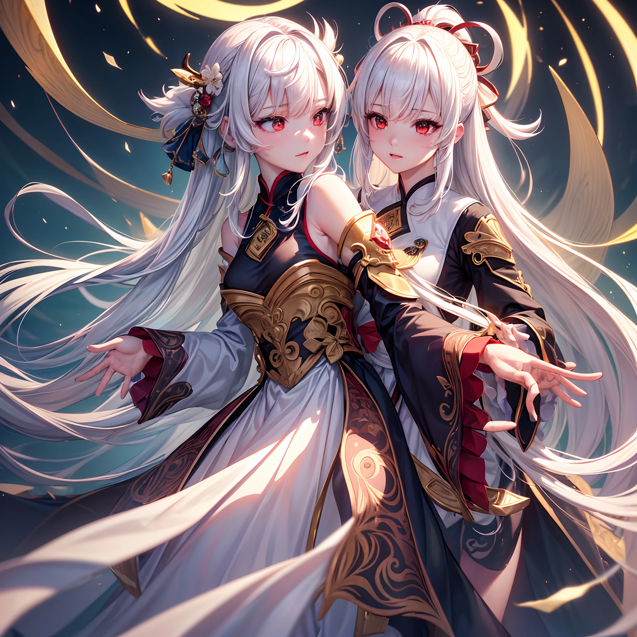 (extremely detailed CG unity 8k wallpaper,masterpiece, best quality, ultra-detailed),(best illumination, best shadow, an extremely delicate and beautiful), floating, high saturation,
dynamic angle, ((1girl)), gorgeous, ningguang \(genshin impact\),
white hair, red eyes, very long hair, hair ornament, bangs, hentai