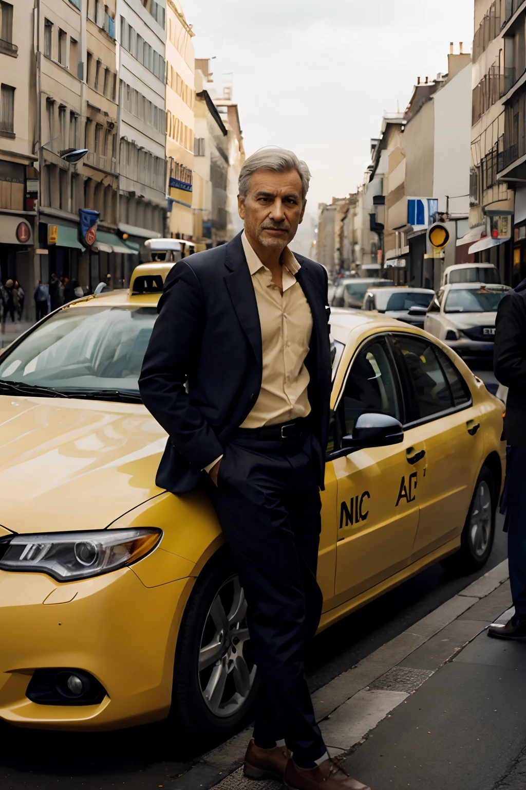 un homme appelant un taxis