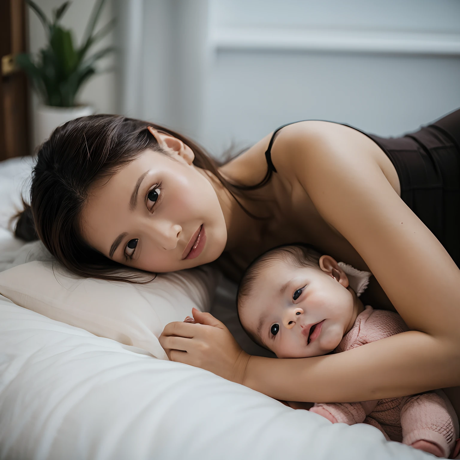 Woman exhausted from raising an infant