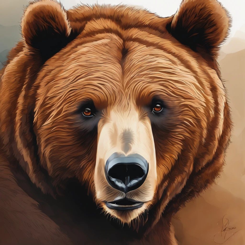 Clip-art de um urso marrom fofo desenhado em aquarela