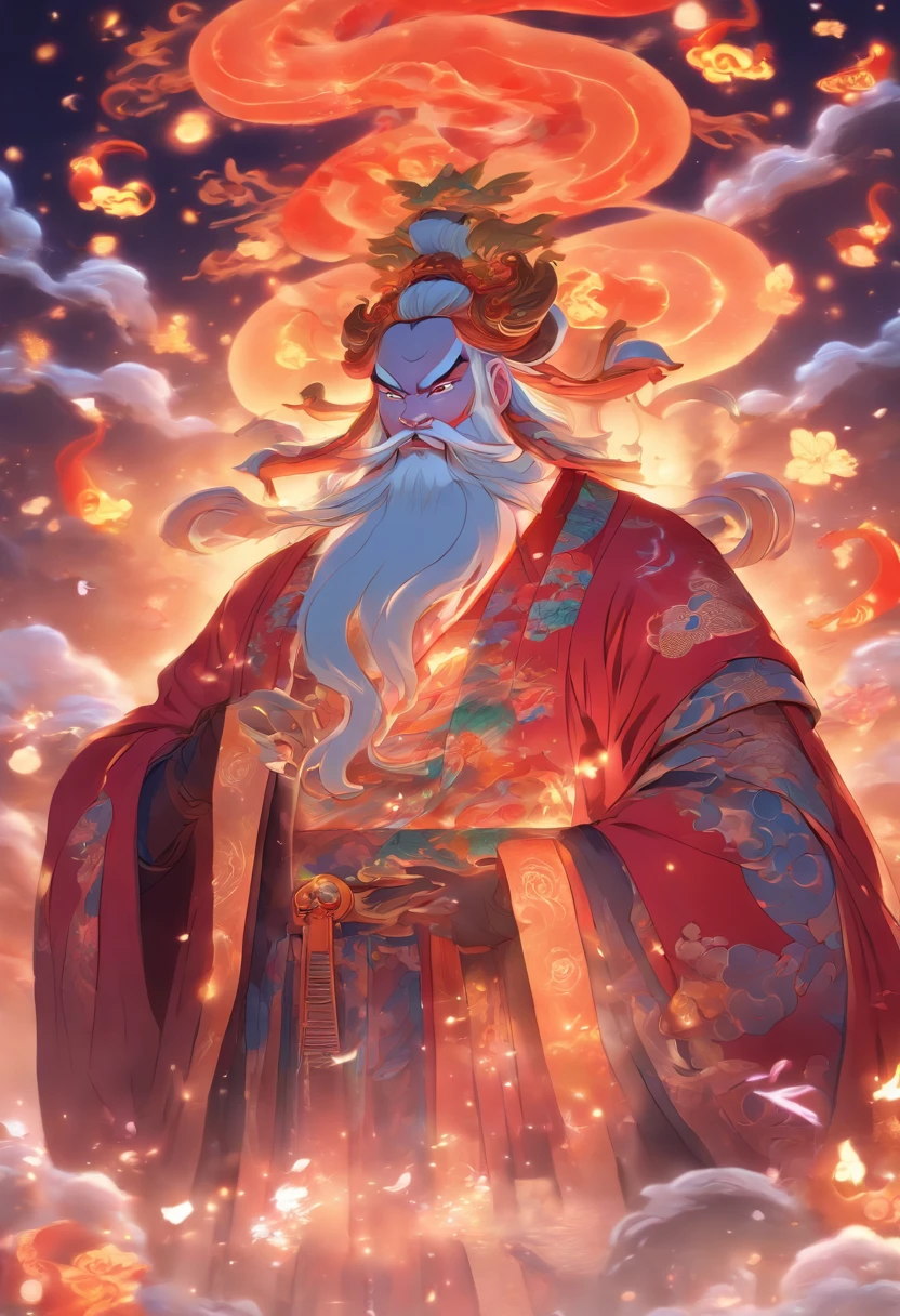 (((PANGU))) best quality, ultra-high resolution, 4K detailed CG, masterpiece, Giant, bearded,Chinese clothing, Chinese mythology, ((viewer's view from top to bottom)),Chinese painting style , Shui Mo Hua, Thangka Style, aesthetic, screen-centered