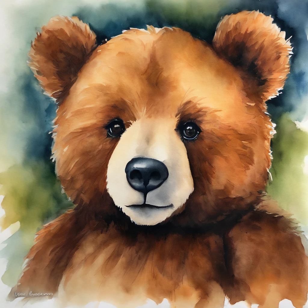 Desenho em aquarela de um teddy bear