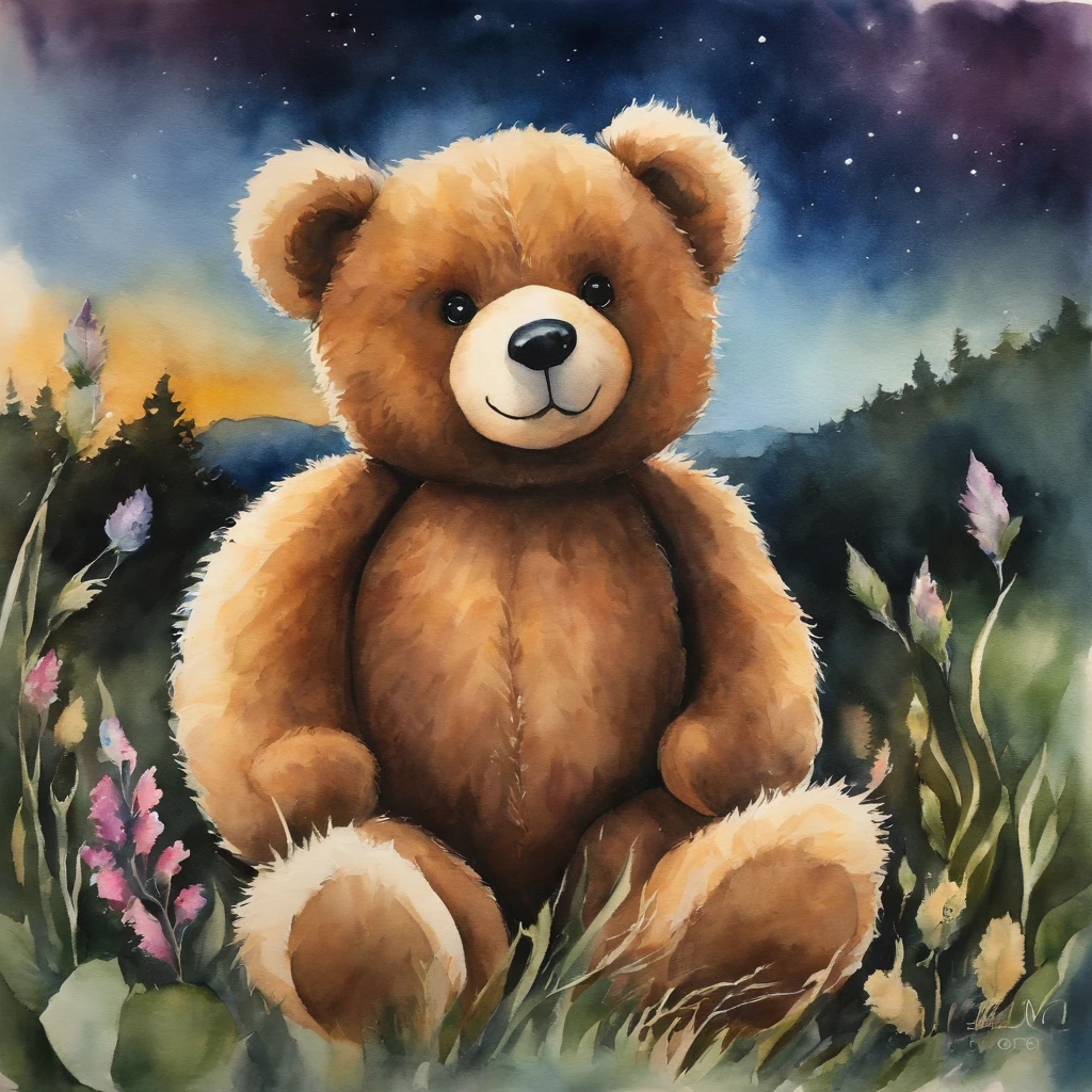 Desenho em aquarela de um teddy bear