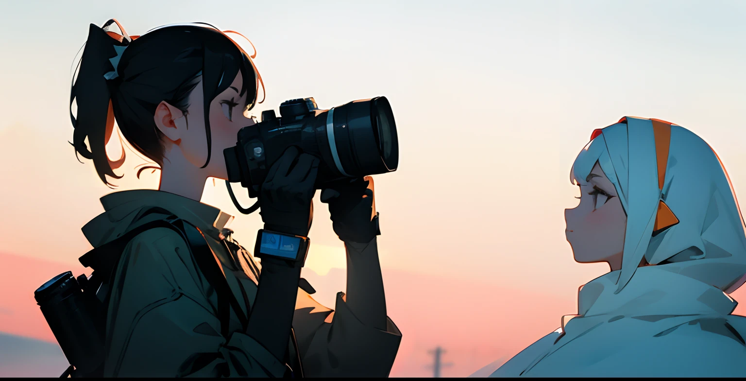 Profile of a girl holding a camera