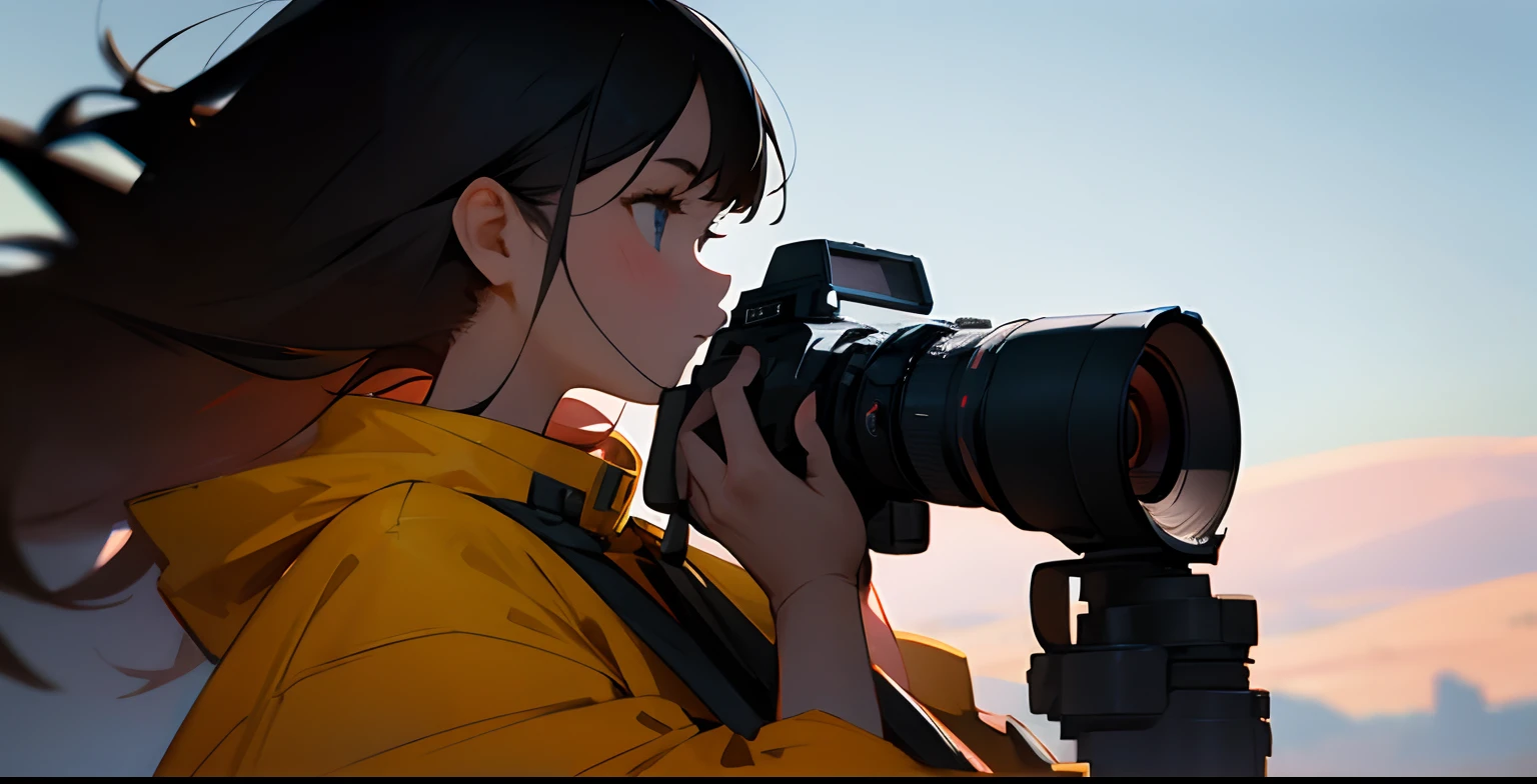 Profile of a girl holding a camera