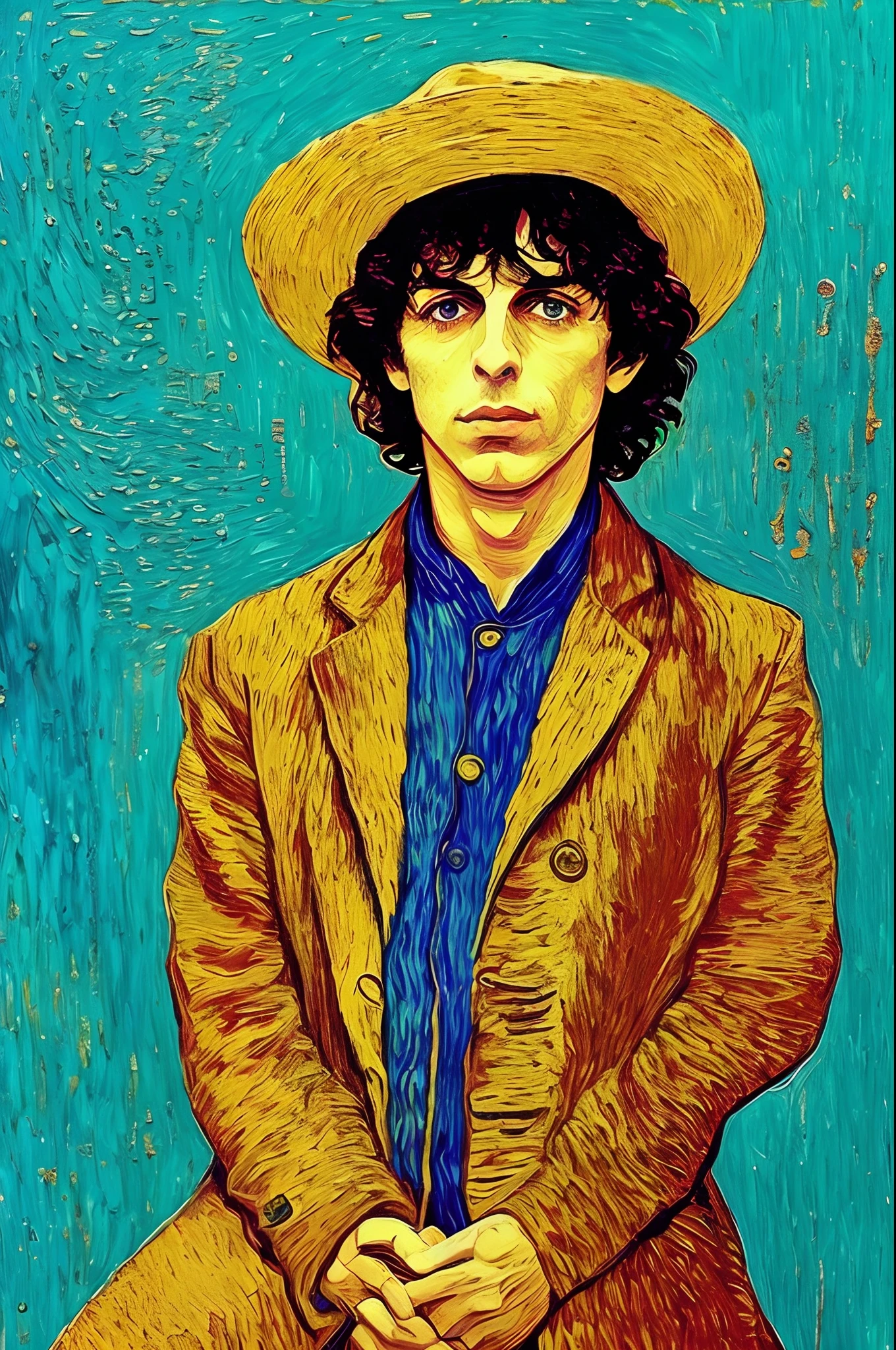 Make an image of Syd Barrett in the style of Van Gogh