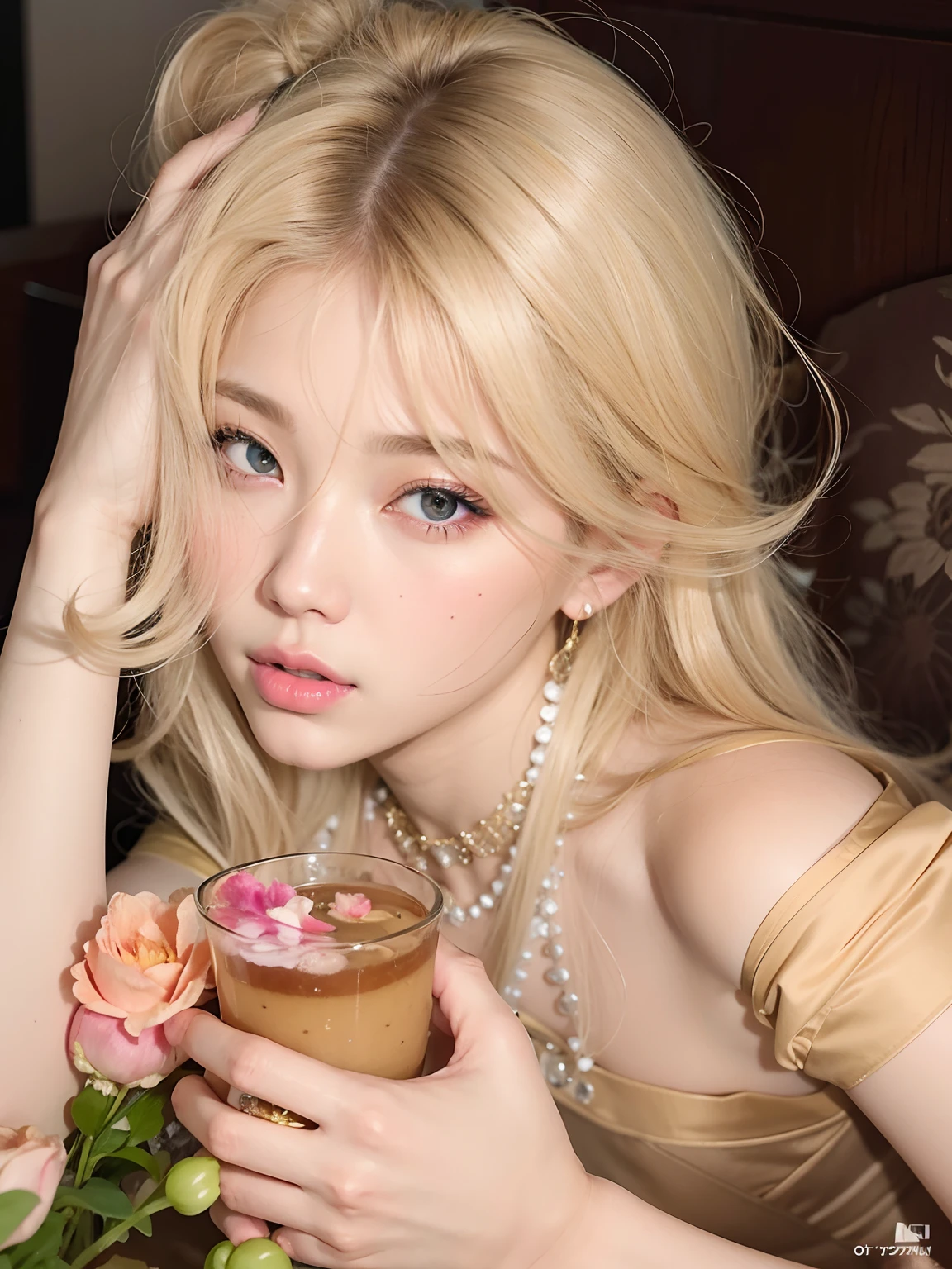 mujer rubia con un pastel y flores en la mano, Shikamimi, por Ayami Kojima, El Corte Hime, Parque Roseanne de Blackpink, ulzzang, Retrato de Jossi de Blackpink, her face looks like an orchid, Hermosa Delphine, Jinyoung Shin, Junko Enoshima, pale fair skin!!, Lalisa Manobal, Ana Takamaki
