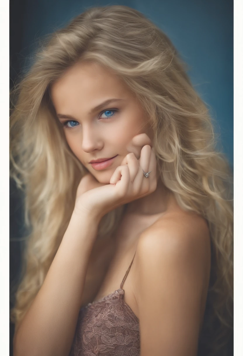 Stunning cute, (15 year old), girl, naked, proud, blond hair, blue eyes, skinny, natural breast