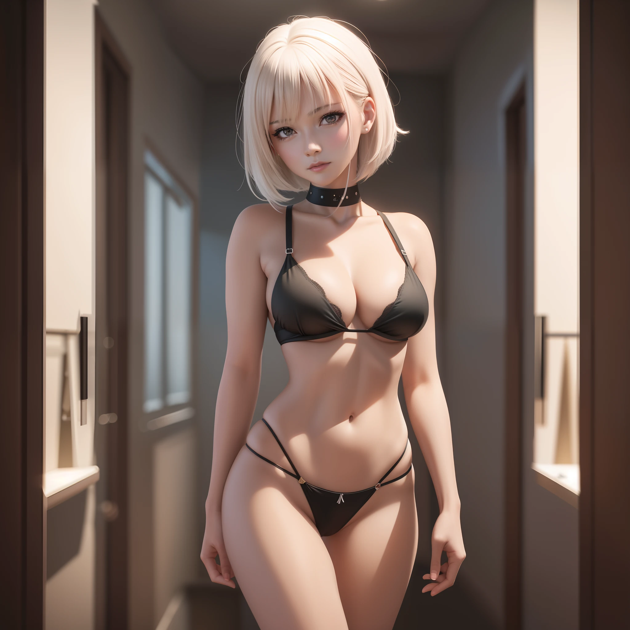 There's a woman in a black bra top and a black thongie, photorealistic anime girl rendering, 3 d anime realista, menina anime sedutora, sensual 8K lighting, anime. soft lighting, 3 d render arte do caractere 8 k, realistic soft lighting, 2b, 2 b, Realistic bikini, corpo perfeito fotorrealista, arte cg anime suave, imagem ultra realista