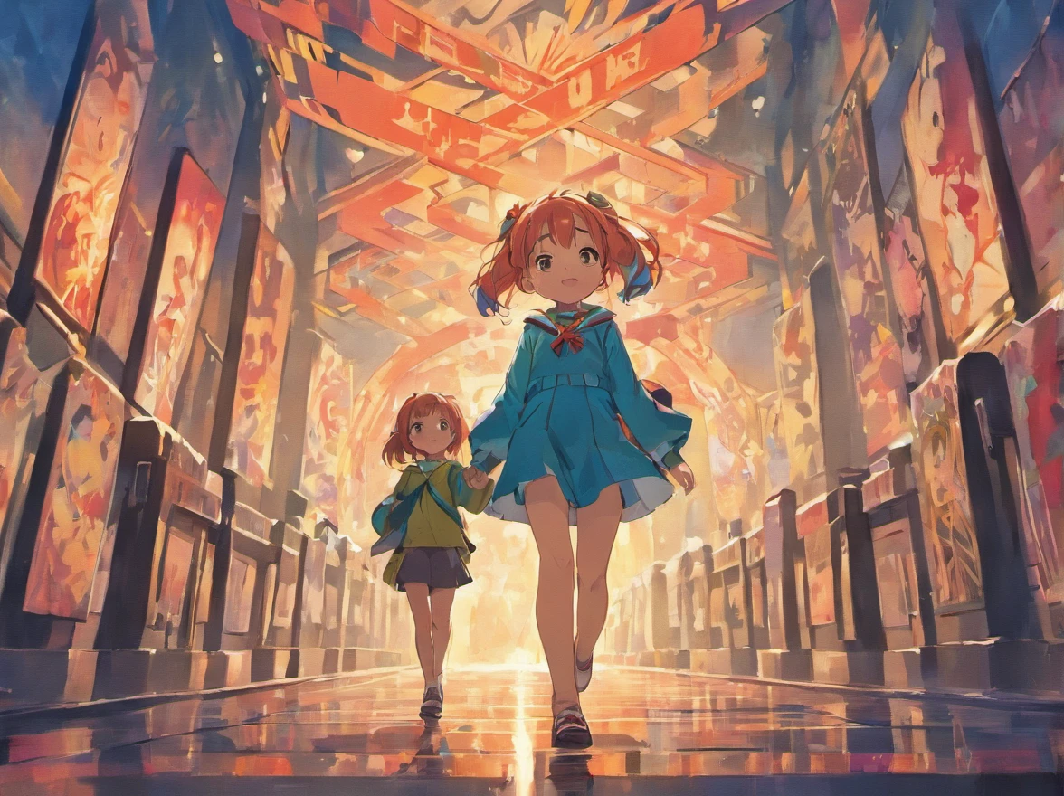 The children walked happily