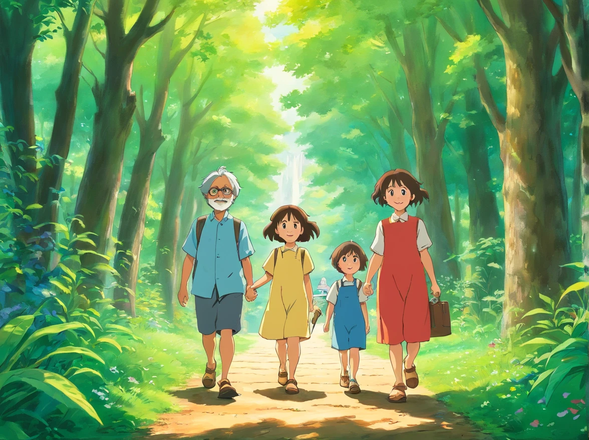The children walked happily