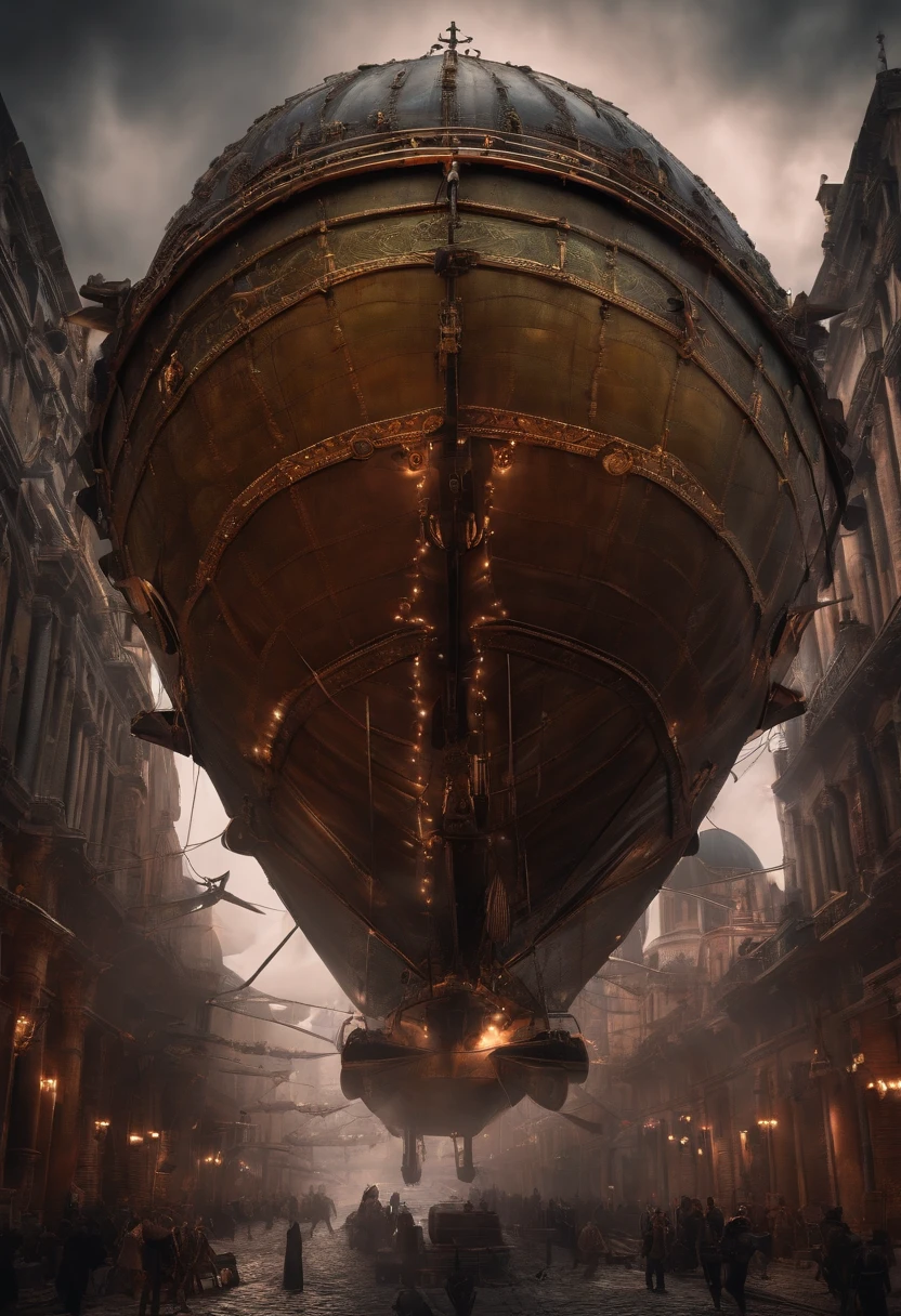 gothic flying iron airship war machine