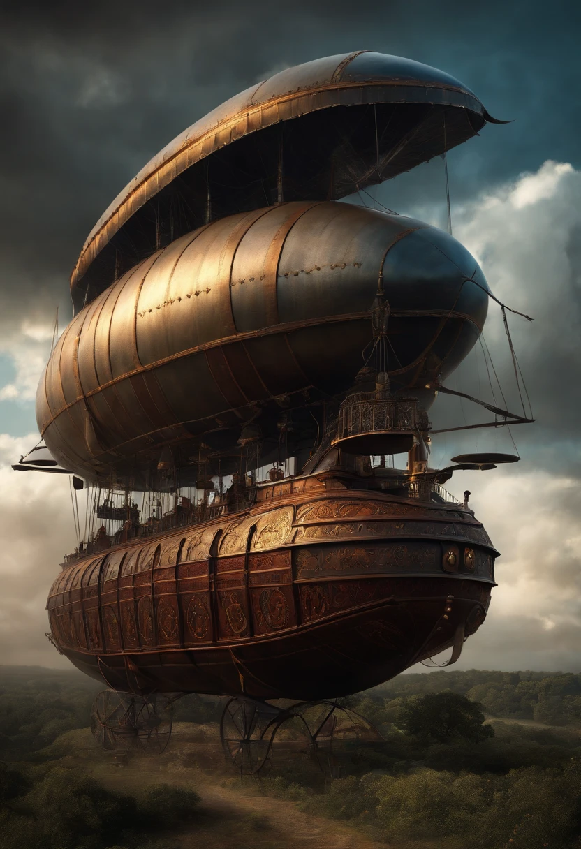 gothic flying iron airship war machine