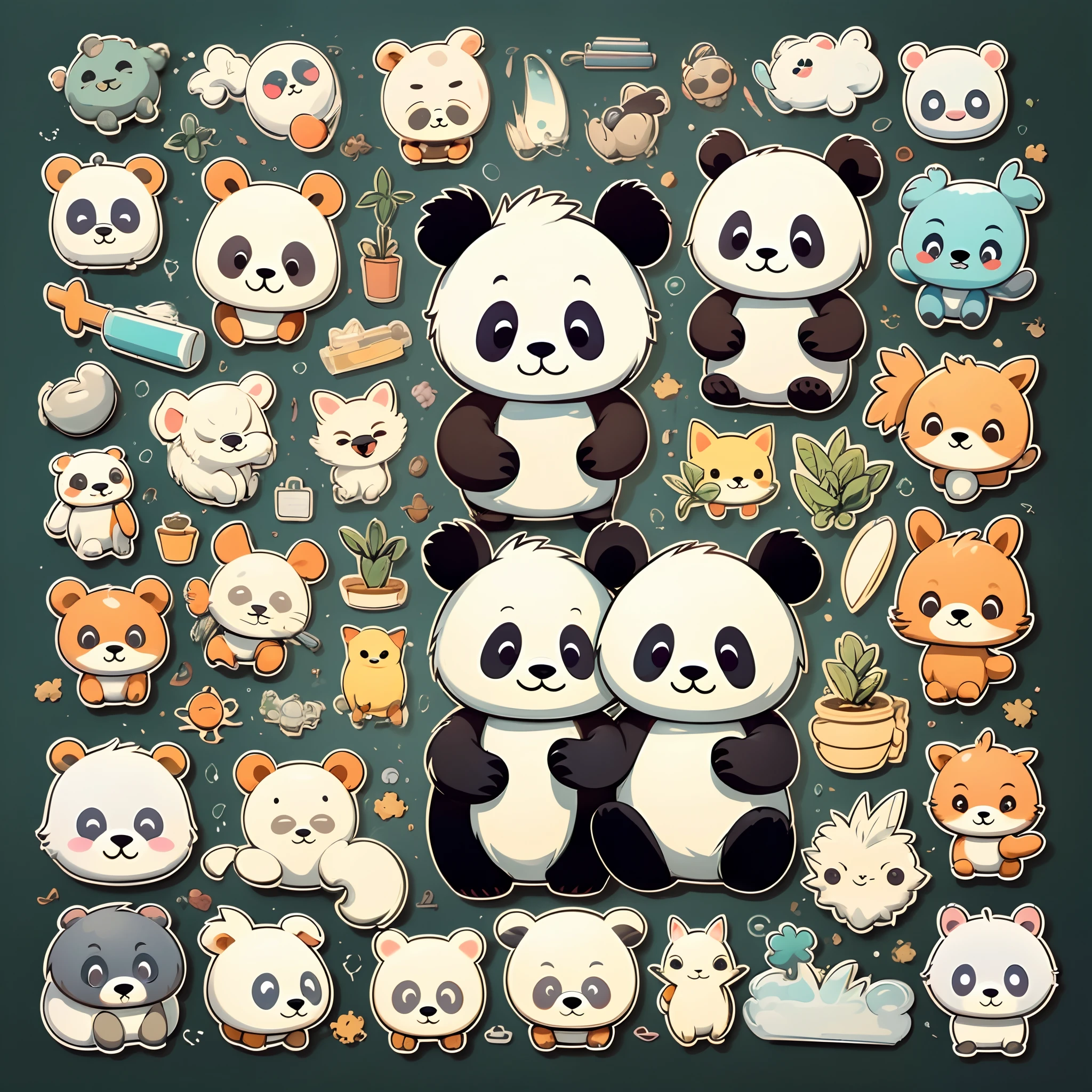 Cute giant panda head,stickfigure,Tile,clean and uncluttered,Minimalist style,frontage,Dumb cute