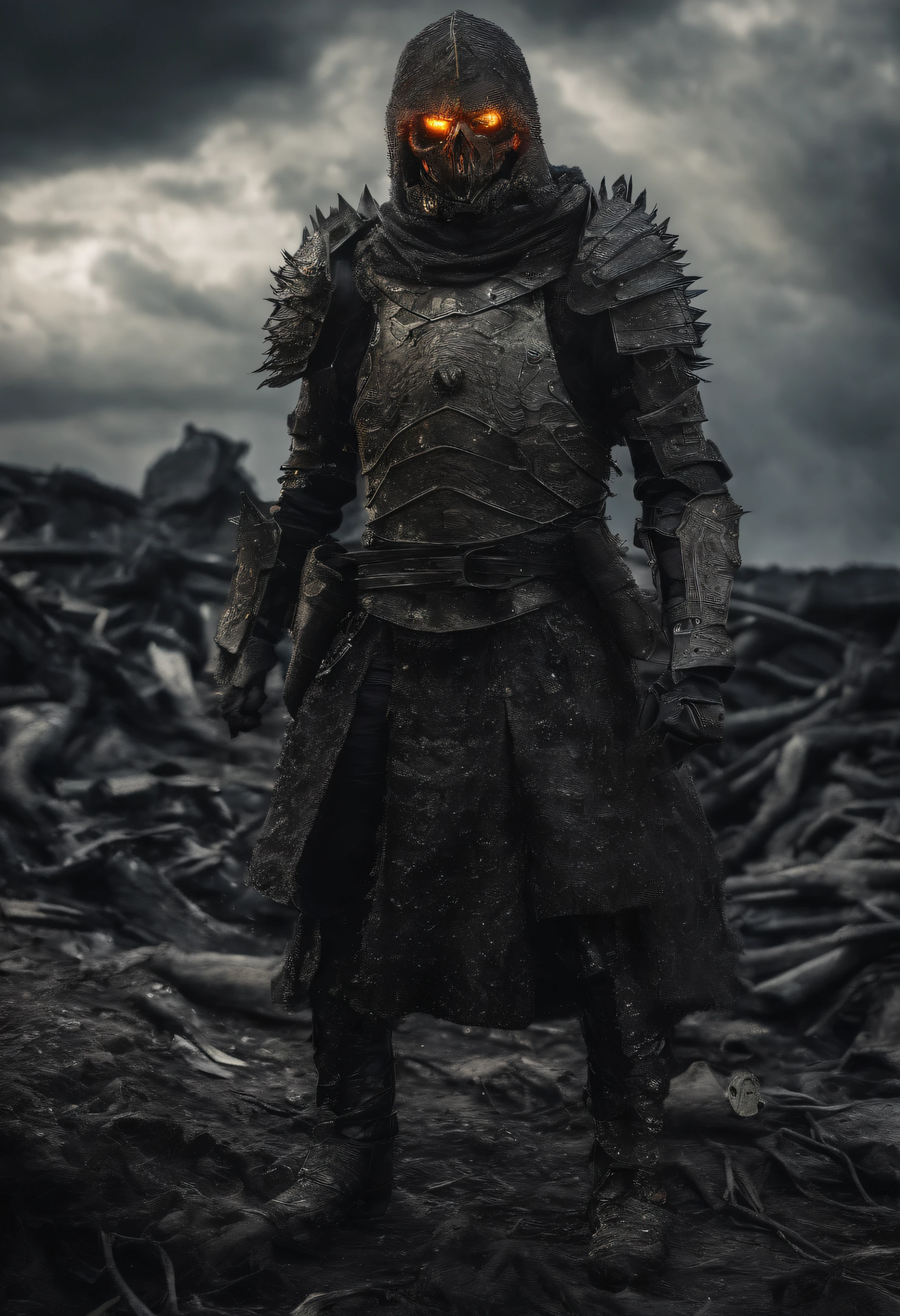 ((Realstic: 1.5)),((Best quality)), ((Masterpiece)),((Detailed)), version casse-cou de Spawn de Image comics, (((Wear full plate armor))), ((yeux verts brillants)), ((Chains on fire in his hands)), Armor has spikes, Winner of the Best Photo of the Year, Le monde en feu, Photographie militaire post-apocalyptique de paysage infernal, Epic Photo of the Year, Fire on the Horizon, Epic Cinematic Shot, forme pure, intricate high detail, Post-production 8K, High resolution, super detail, mise au point nette, Photos du studio, intricate high detail, Very detailed, par Greg Rutkowski