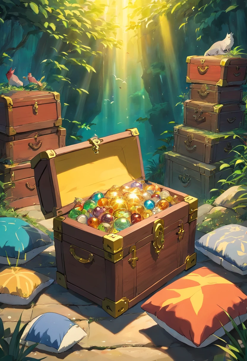 treasure chests,On the cushions、fantastic color,natural,Take the Seeking Trident