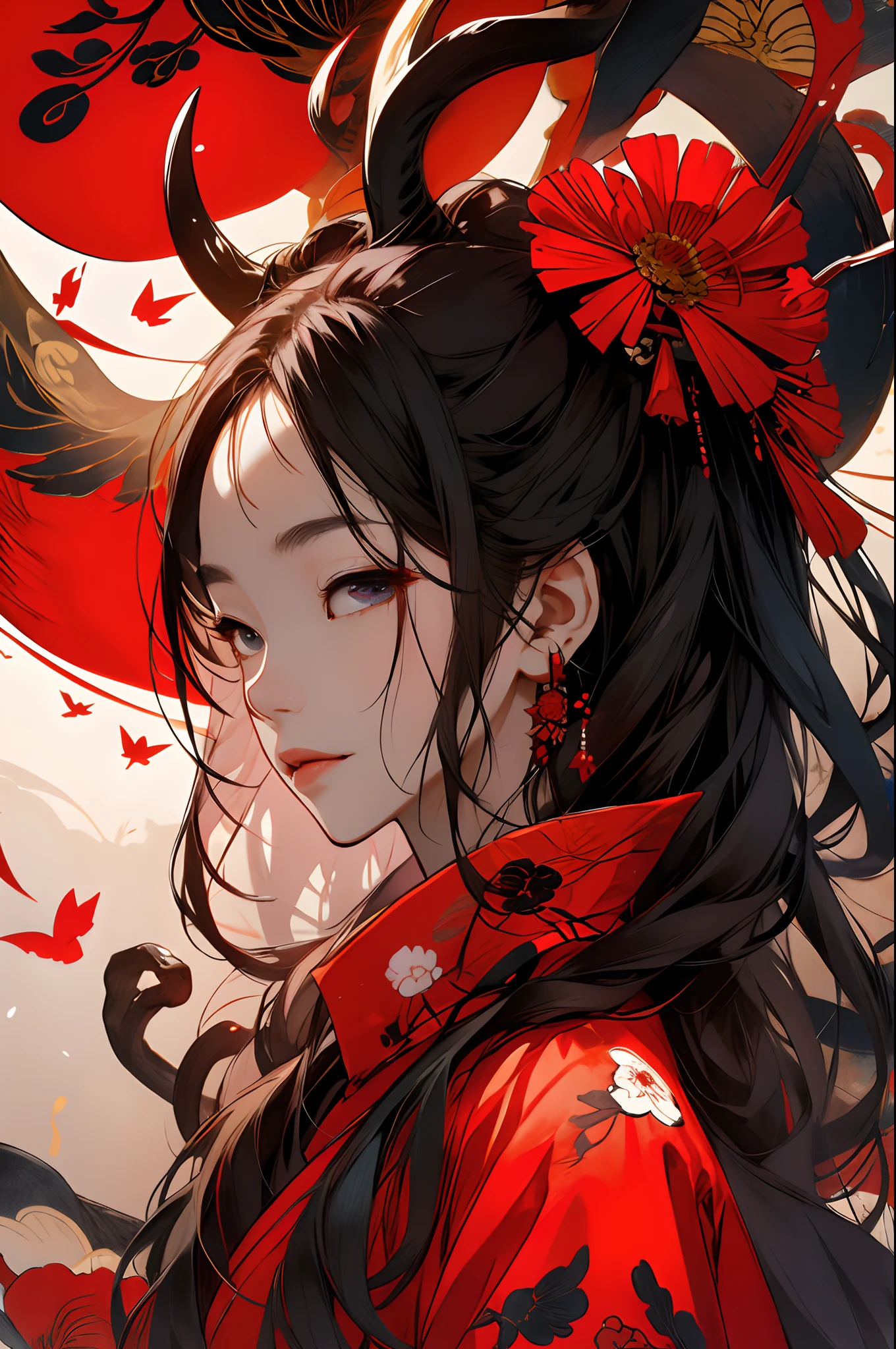 Masterpiece, 超高分辨率, Best quality, 1girll, Solo, Demon Girl, ofuda on ,