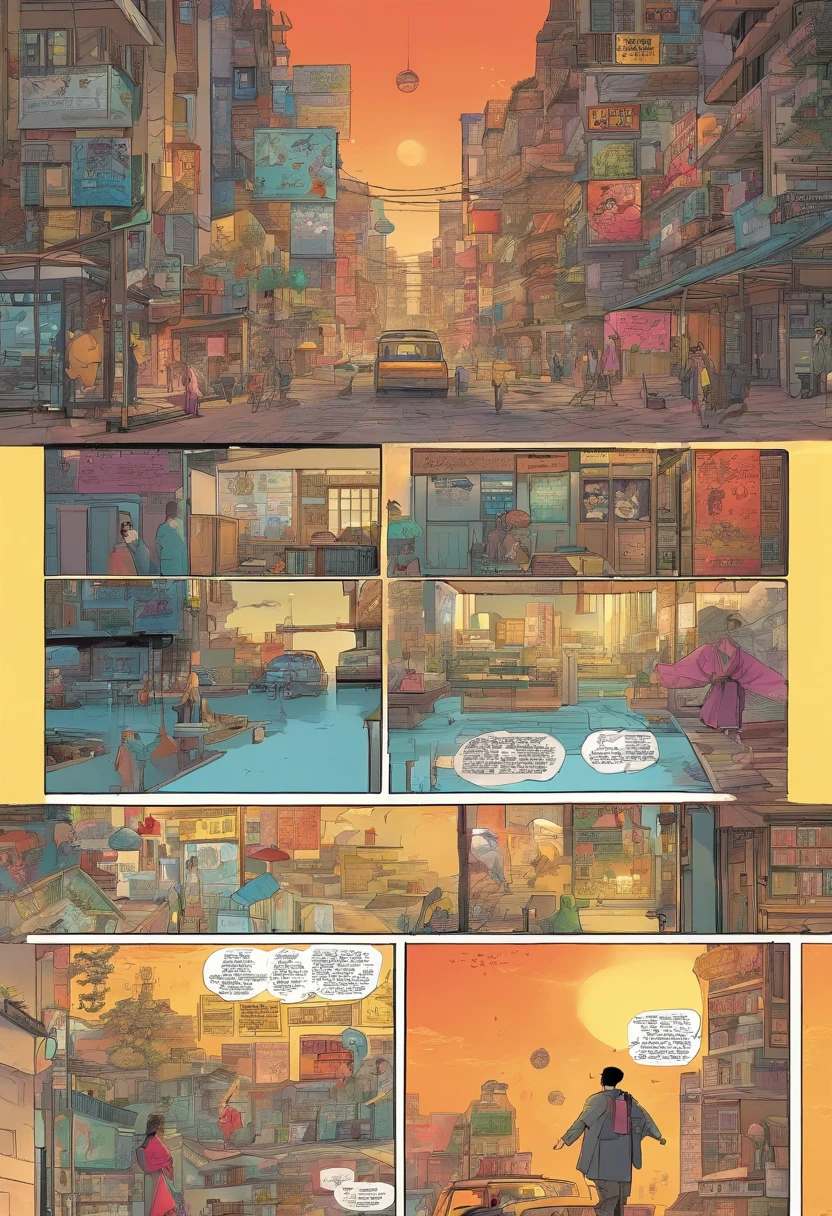 Japanese manga is presented in several irregular panels with colors. A Little Human Rabbit , White-furred bunny girl escapes from a lab and then meets up with an urban-style guy . El estilo es exagerado y detallado