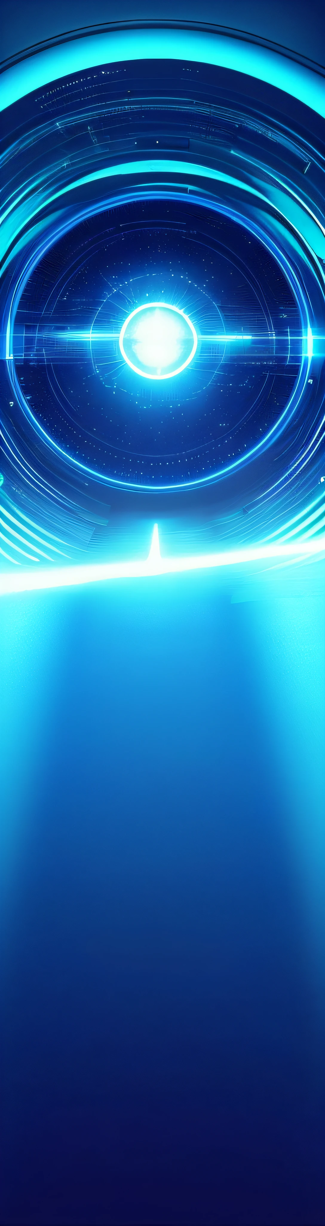 There is a blurry image of a car driving through a tunnel, glowing sphere, Blue light shines, cyan dimensional light, Blue light, digital illustration radiating, blueglow, 3d style light refraction, Blue lighting, artistic depiction, magical glowing sphere in midair, Blu-ray accents, soft blue light, brightly lit blue room