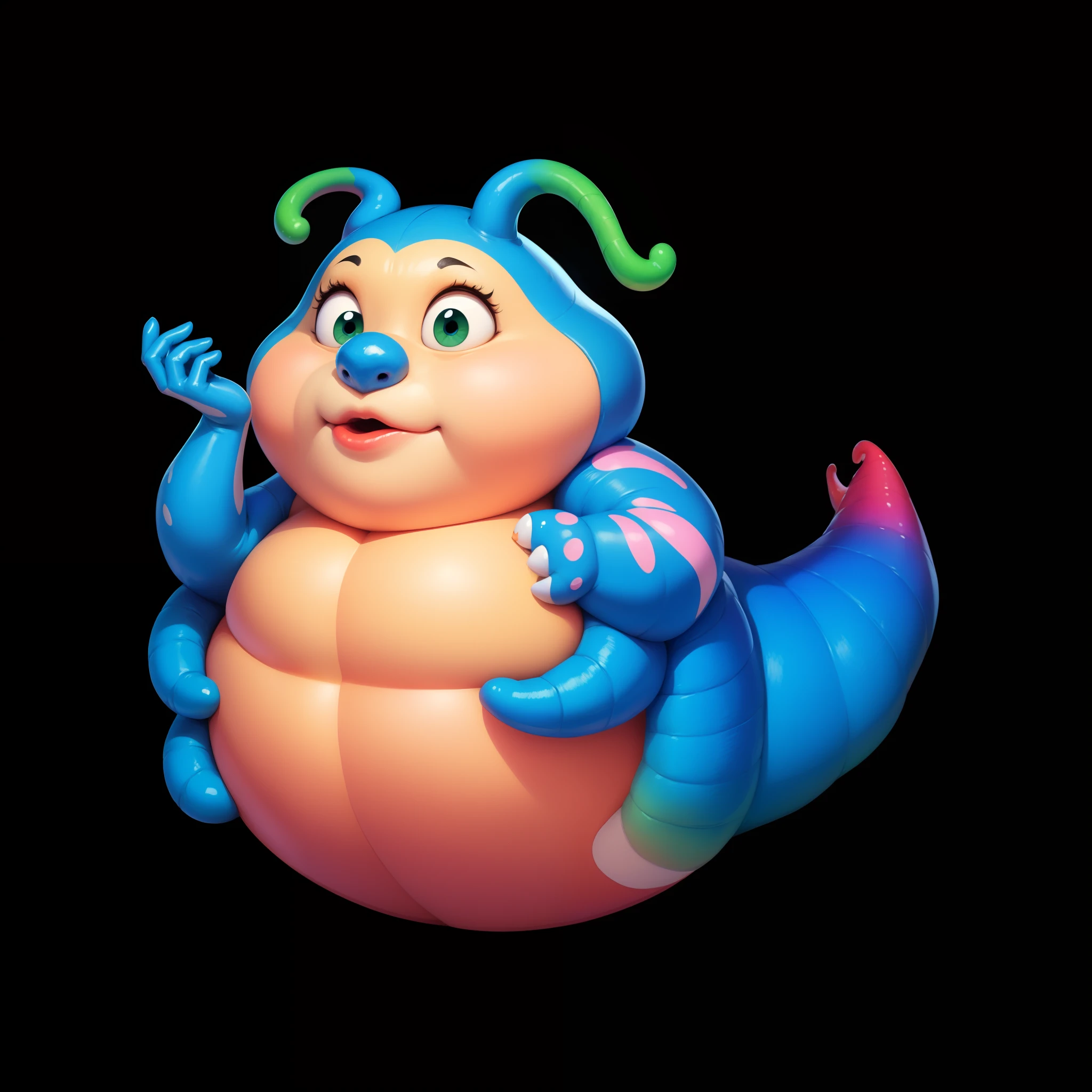 Blue caterpillar，Wear glasses，Cartoony，The highest masterpiece，high high quality