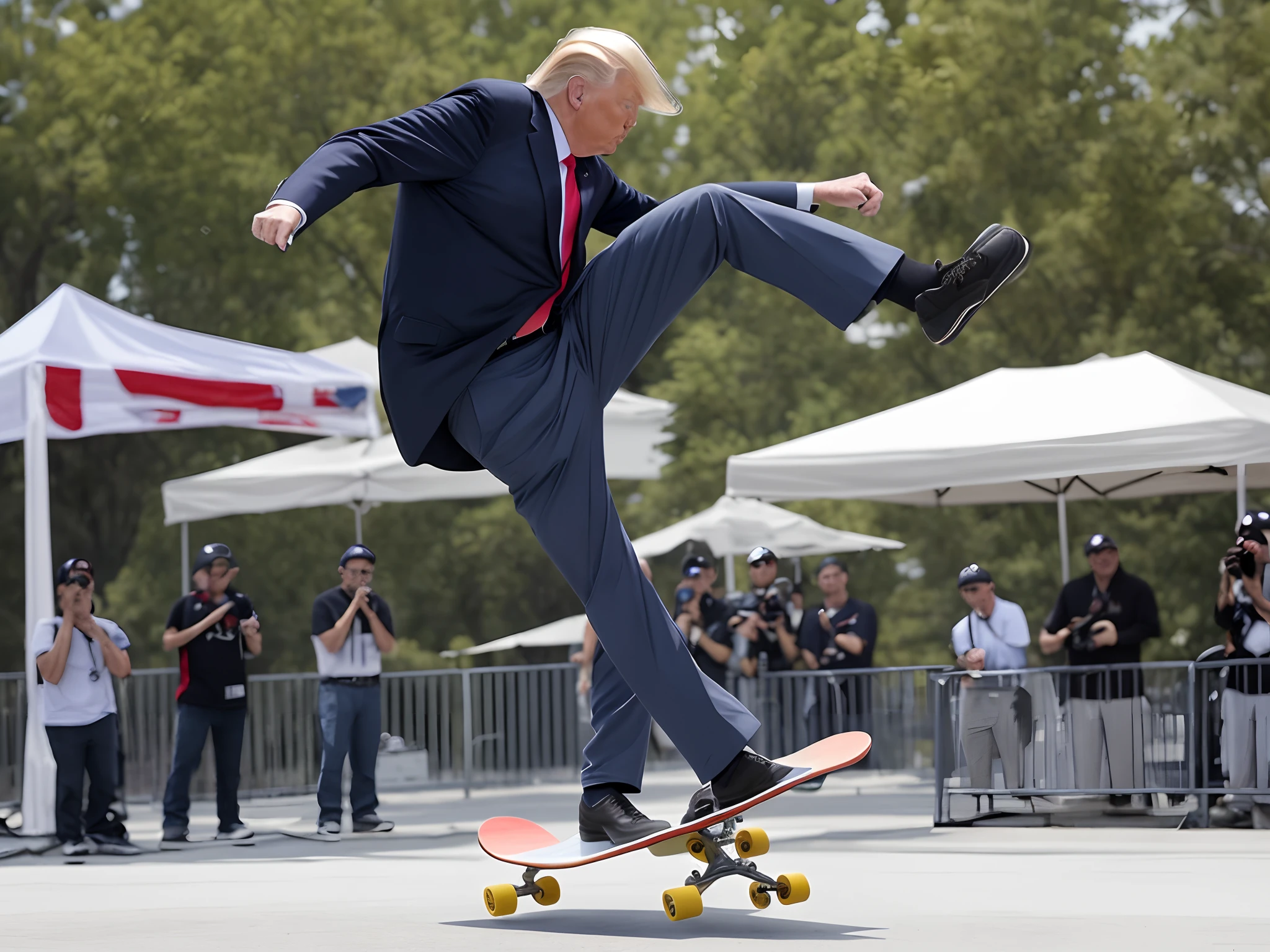 Trump hitting a bong while doing a sick flip on a skateboard