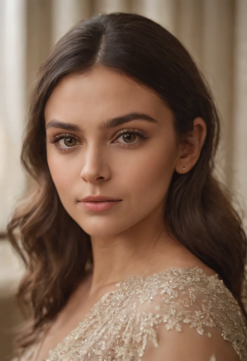 show me what an image of a girl who is 23years old and her parents are David Bekham and Mila Kunis. complexion should be Indian, with a dress size 4 but 36d chest. 8k resolution. hyper realistic