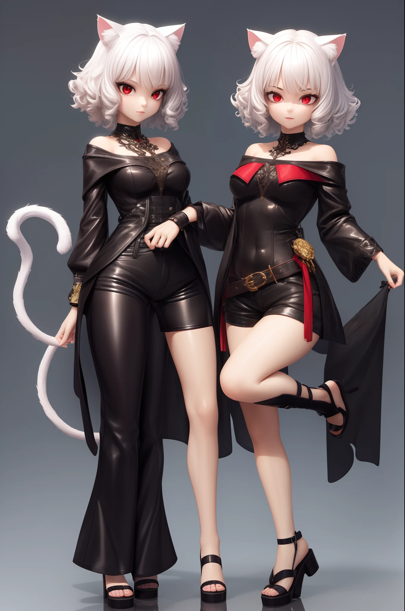 (masterpiece),(intricate details),1girl,mature female,
BREAK
neferpitou, neferpitou, short hair, (red eyes:1.5), long sleeves, animal ears, tail, white hair, shorts, cat ears, cat tail, curly hair|,chibi,
3dcharacter,
BREAK
(full body:1.2),simple background, (random gradient background:1.1)