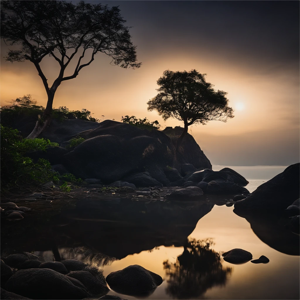Magnificent view，Mountain top forest edge landscape photography professional high quality nature digital photography，Broad field of view，Bushes in the moonlight，Moonlight 1 White Phalaenopsis orchids on the edge of the cliff，Clear and transparent water，Huge stones stand tall，A majestic，Yamakawa， dead tree，falling leaf，Simple and beautiful，Minimalist，Deep bluish yellow tones，foggy sky，Nightmare vision， Dark fantasy plot，Perfect and excellent composition，8K分辨率，the detail，Rain trails，dampness，water stain，very wide angle shot，Jack Guzman's environmental art photography，realisticlying，cinematic compositions，Volumetriclighting，vividness, A detailed, stunning skies, Colorful clouds float，true to life, Pubic area is clear, flawless perfection, Digital SLR, 16k, 1024, 2048, 4096, A detailed, Sharp, best qualtiy, high qulity, absurderes，unmanned background，The is very detailed、Detailed lighting shadows，Trends on ArtStation、iintricate、high detal、dramatics、Midjourney Art（Volumetriclighting：1.2）hdr shot。（Faraway view，Super deep view，ultra-wide-angle，Microfocal length lens：1.2）（realisticlying：1.4）tmasterpiece、high high quality、Beautiful photography、globalillumination、