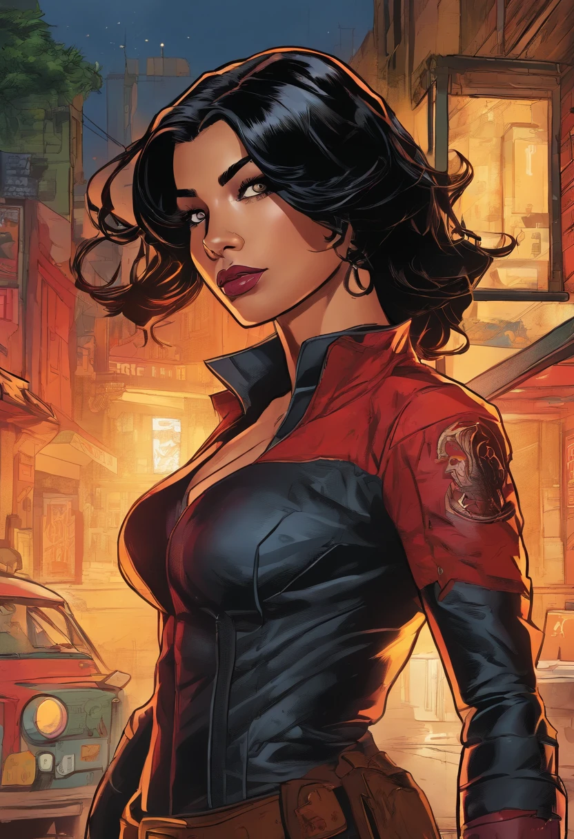 (Best Quality, masterpiece :1.3), Beautiful woman, 1 girl, (mama, attractive body :1.2), Abdominal muscles :1.1, Asymmetrical French Short Curly Hair. :1.1, Dark brown hair: 1.1, (Wet from rain, get Wet by rain, Wet :1.2), Super detailed face, delicate lips, delicate eyes, double eyelids, striped hair,