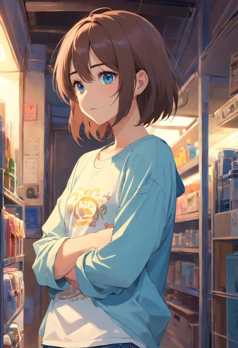 (Weird and slovenly, Young appearance, Unkheveled hair, Pale complexion, Deep dark circles, Eyes widened, White long-sleeved or 8-sleeved T-shirt, Baby blue jeans, No socks, Do not tie your shoes, hunchback)
