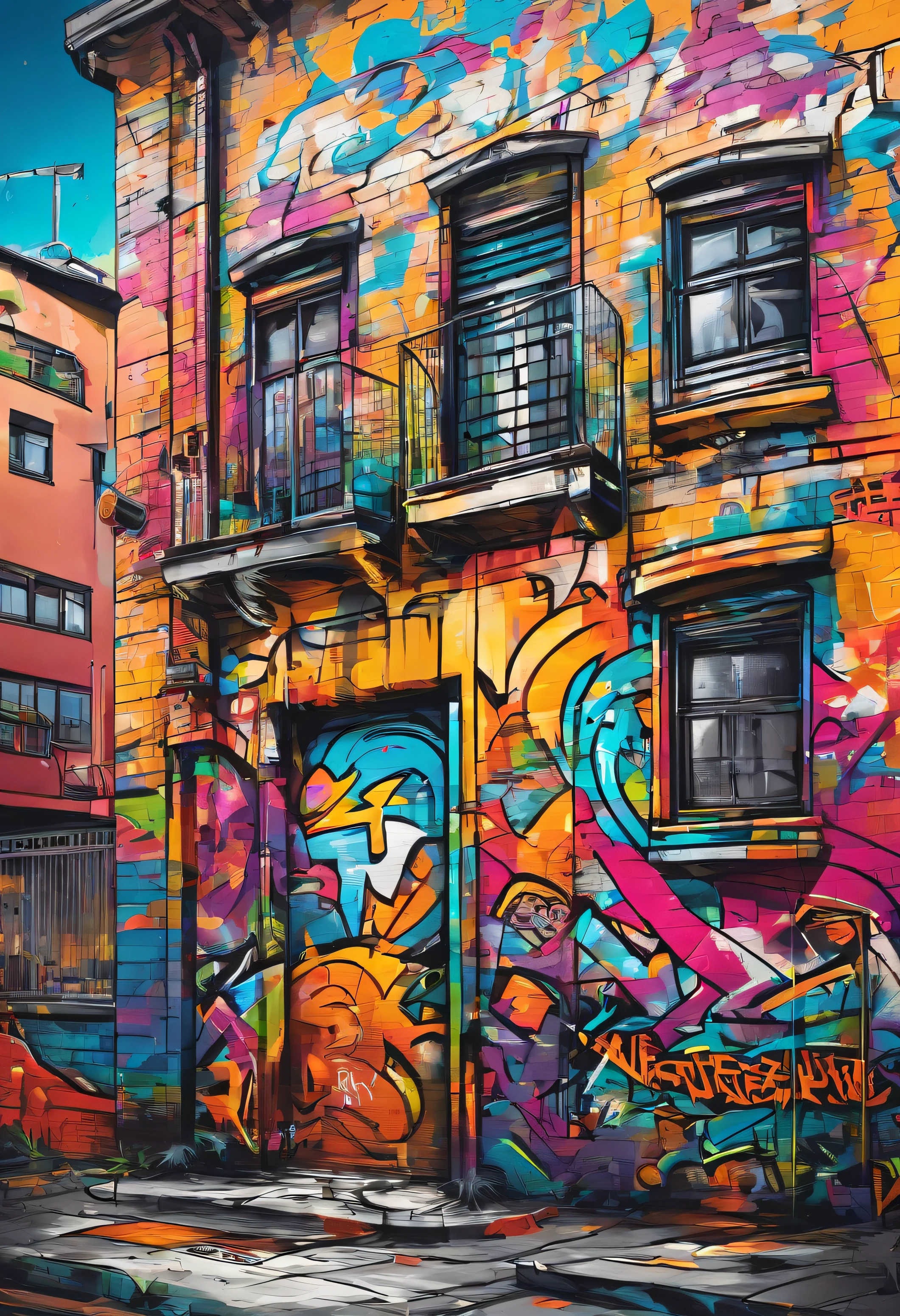 prompt: graffiti, In Isekai,Le monstre, Overall view, high resolucion、High contrast