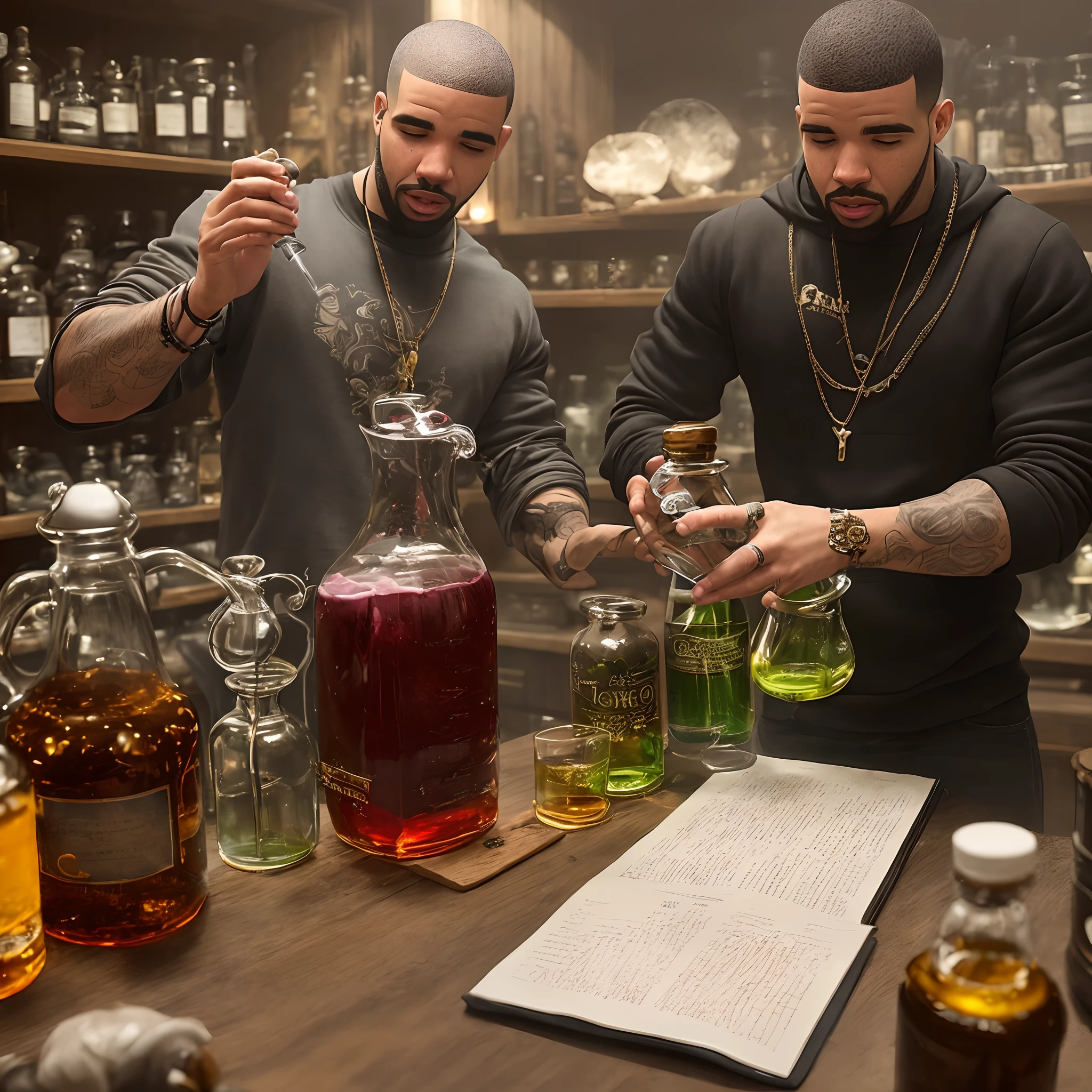Drake making a potion