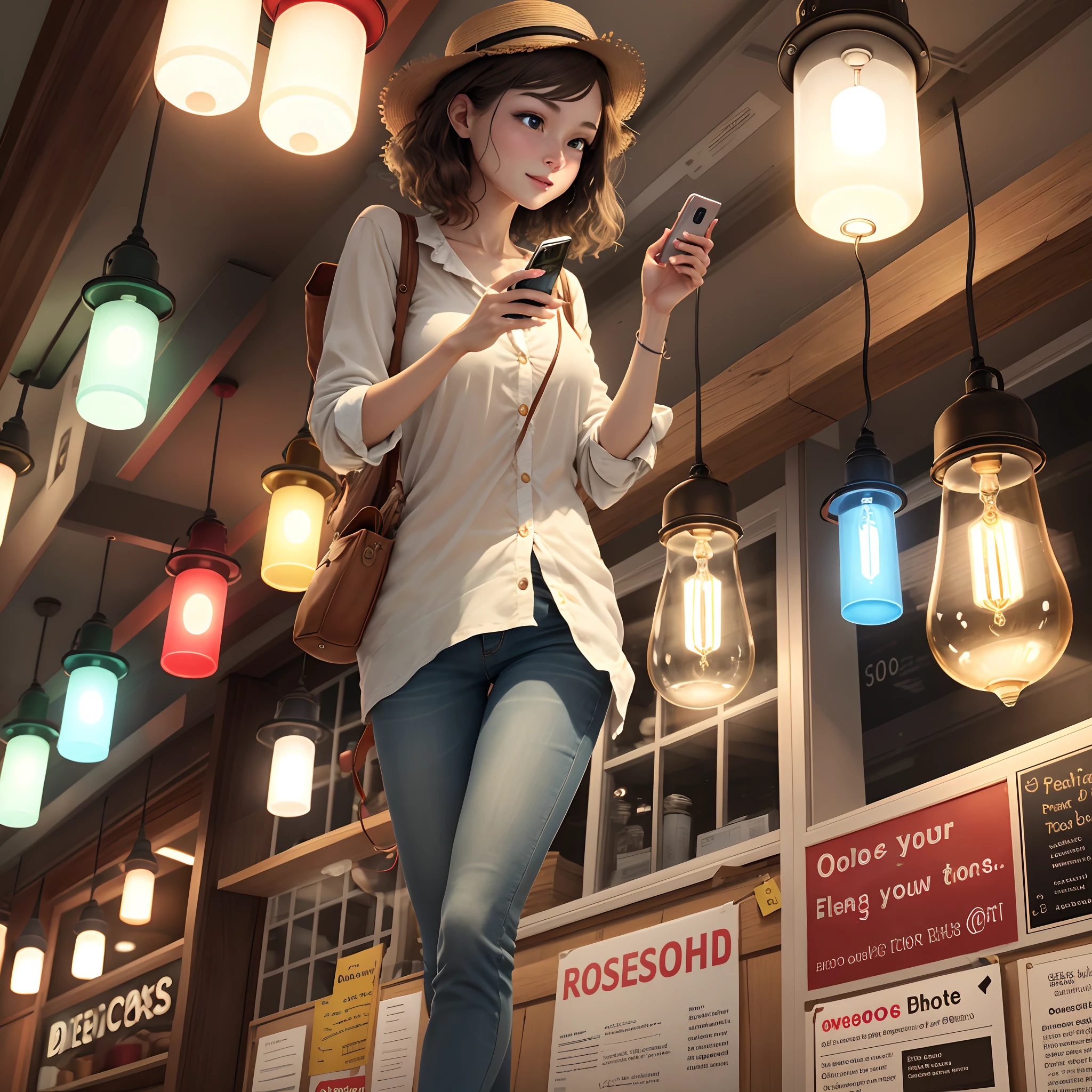 Cell phone with a light bulb inside