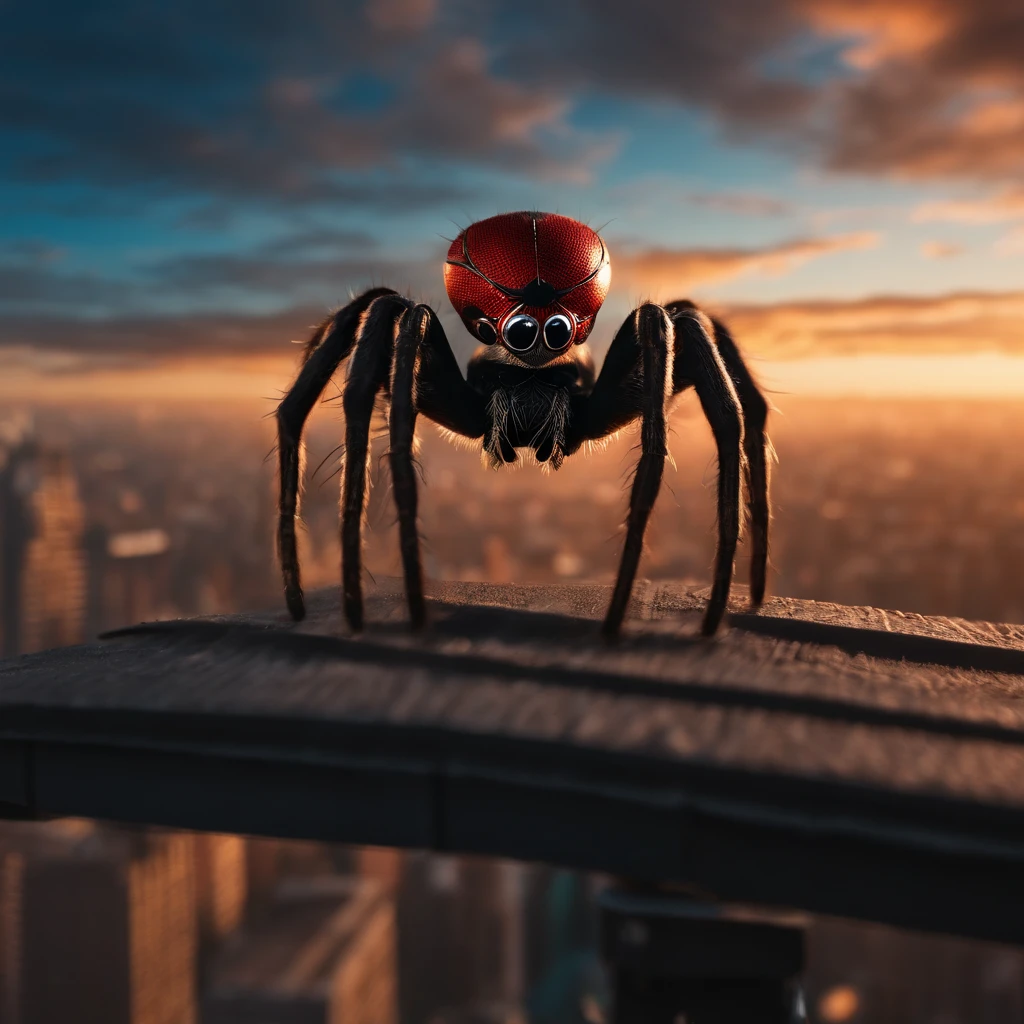 a Spider-Man on top of a spider sky 8k movie scene
