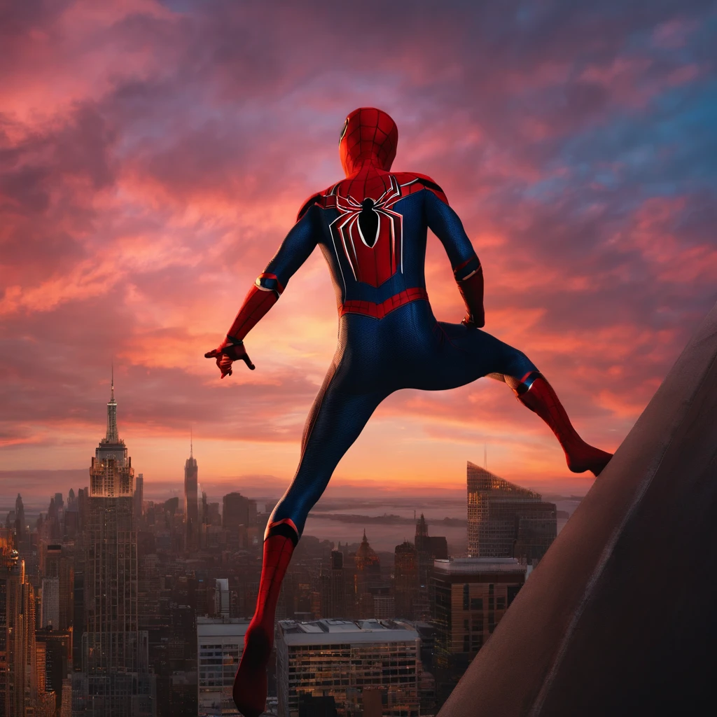 a Spider-Man on top of a spider sky 8k movie scene