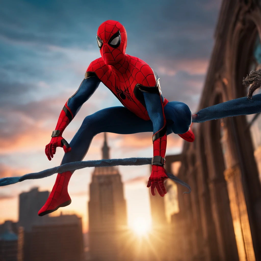 a Spider-Man on top of a spider sky 8k movie scene