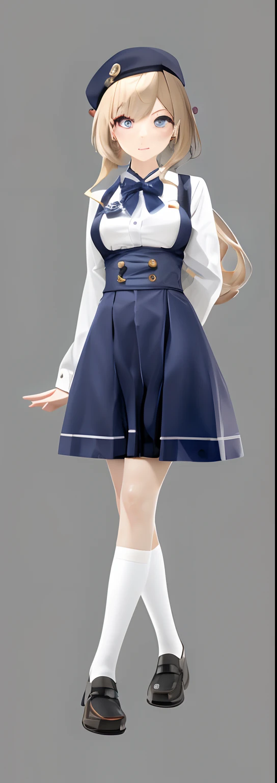 Anime girl in sailor costume with white shirt and blue skirt, render of april, render of mirabel madrigal, cute anime waifu in a nice dress, photorealistic anime girl rendering, made with anime painter studio, loli in dress, render of a cute 3d anime girl, full body render, full-body portraits, beatrice blue, full body portrait of a short!